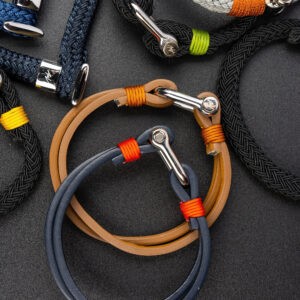 Mens Italian Leather Bracelet: Nautical Knot Sterling Silver Clasp
