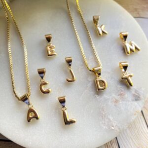 Mini Bubble Letter Necklace, 18K Gold Filled