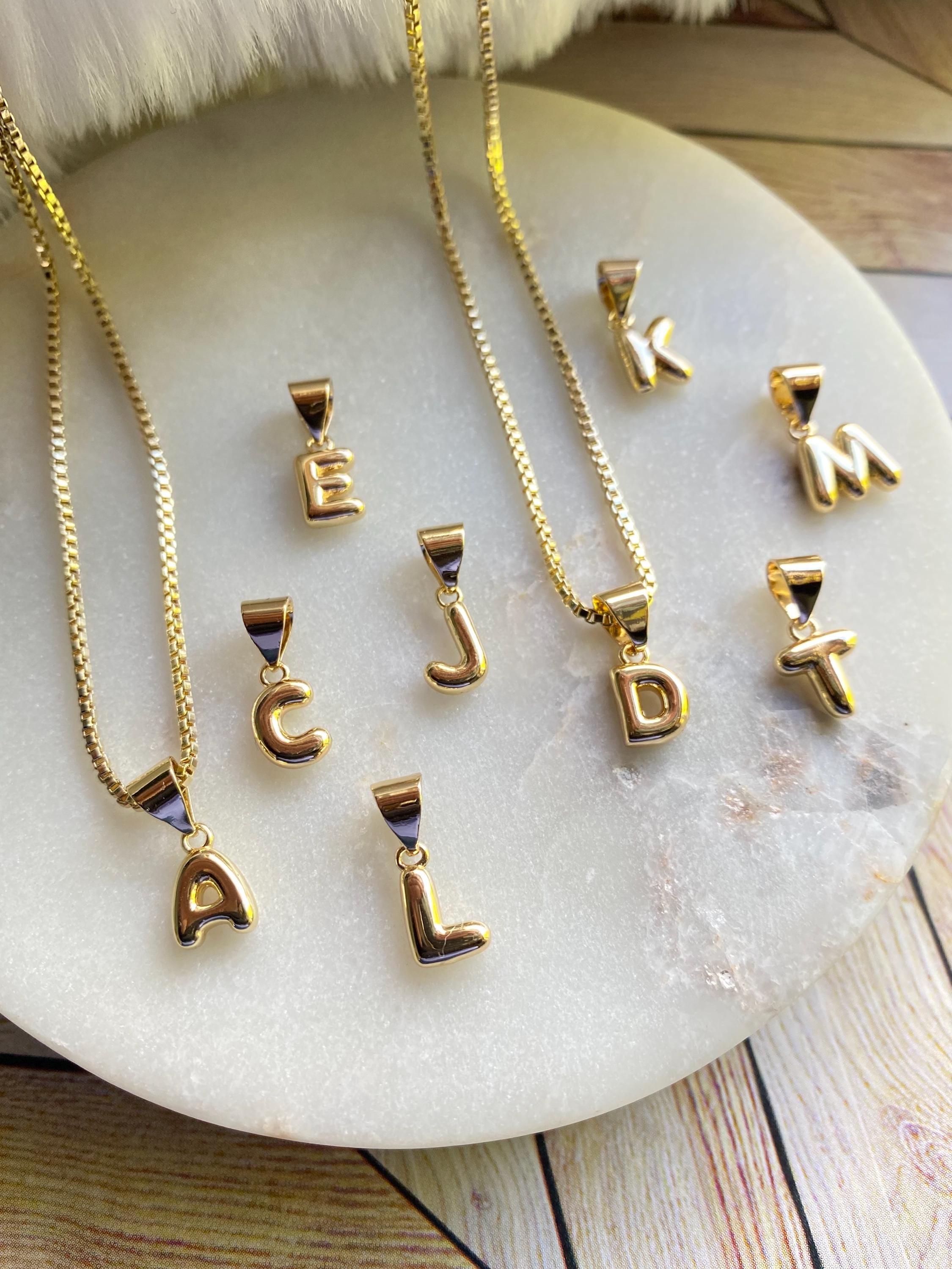 Mini Bubble Letter Necklace, 18k Gold Filled Mini Bubble Letter Necklace, 18k Gold Filled