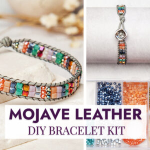 Mojave Leather Wrap DIY Bracelet Making Kit | Deluxe DIY Jewlery Kit | Peyote Bracelet Colorful Beaded Pattern | Leather Cord Bead Bracelet