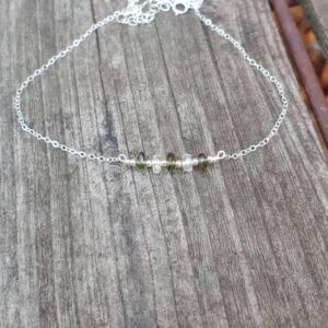 Beaded moldavite and Libyan desert glass bracelet. Gold moldavite bracelet. Silver moldavite bracelet. Tektite bracelet. REAL Moldavite
