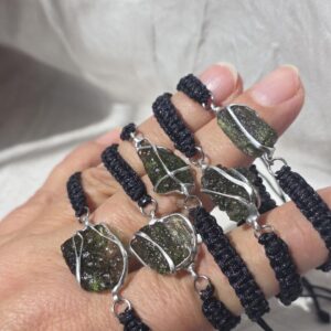 Genuine Moldavite Bracelet (1.2 G): Green Meteorite Crystal