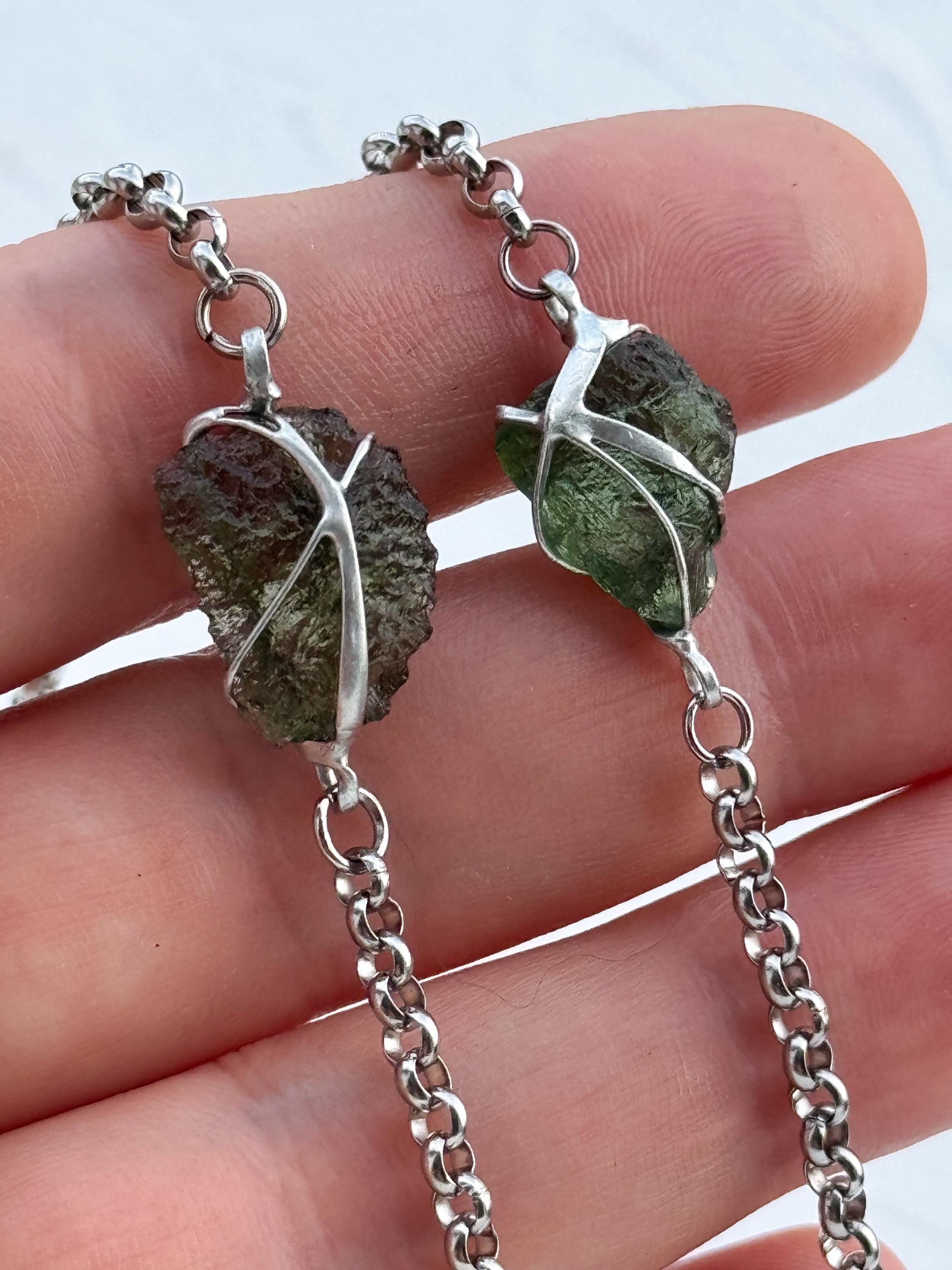 Genuine Moldavite Bracelet, Certified Czech Tektite Crystal, Cosmic Transformation Jewelry