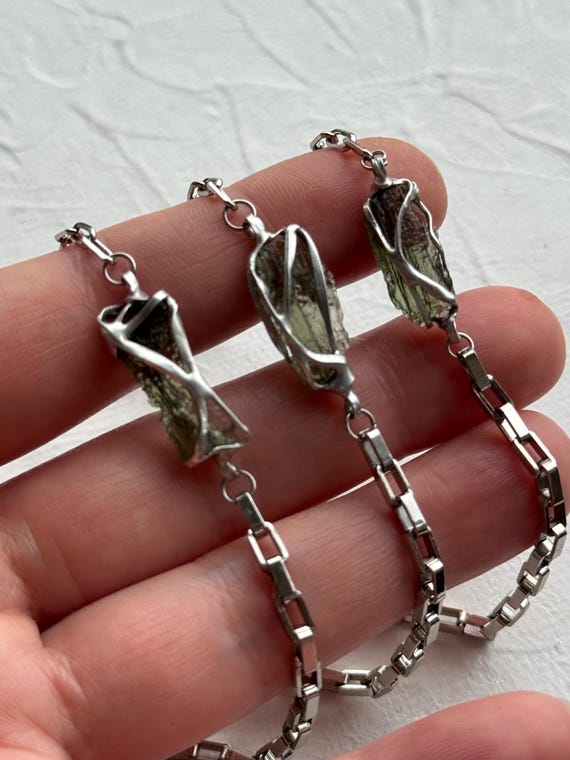 Genuine Moldavite Bracelet: Certified Meteorite Crystal, Czech Stone