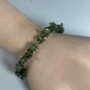 Genuine Moldavite Chip Bead Stretchy Bracelet