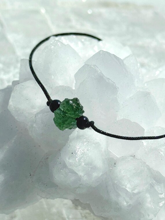 Genuine Moldavite Bracelet: Meteorite Crystal Talisman (0.6g)