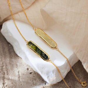 Raw Moldavite Bracelet, Sterling Silver or Gold Filled Chain