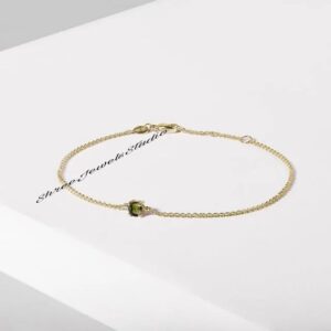 Natural Cut Moldavite Bracelet In 925 Silver & Gold, Moldavite Jewelry, Anniversary Gift, Gift For Her, Real Gold Charms Bracelet For Women