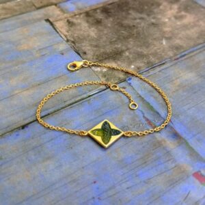 Natural Raw Moldavite Gemstone Bracelet In Sterling Silver, Moldavite Bracelet, Jewelry, Anniversary Gift, Gift For Her, Unique Bracelet