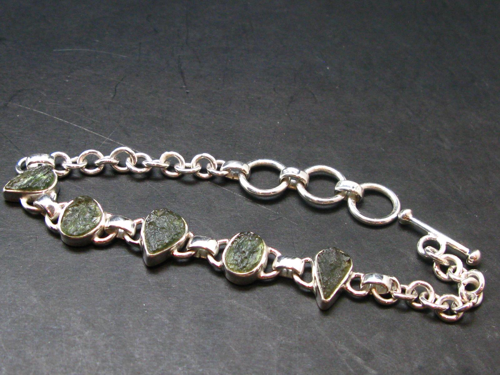 Moldavite Silver Bracelet - 8" - 14.56 Grams
