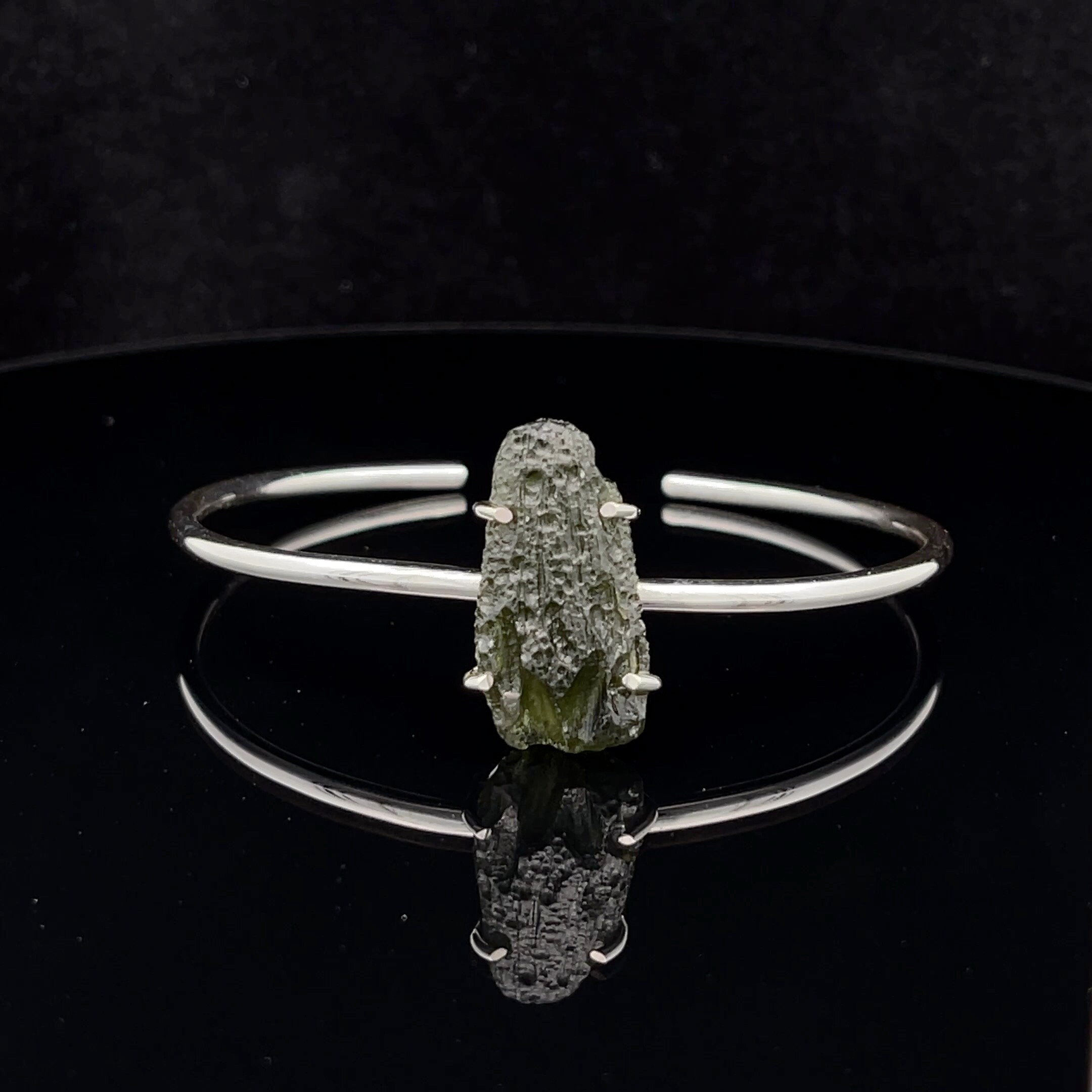Sterling Silver Moldavite Cuff Bracelet