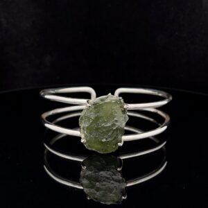 Sterling Silver Moldavite Cuff Bracelet