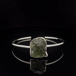 Sterling Silver Moldavite Cuff Bracelet