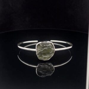 Sterling Silver Moldavite Cuff Bracelet