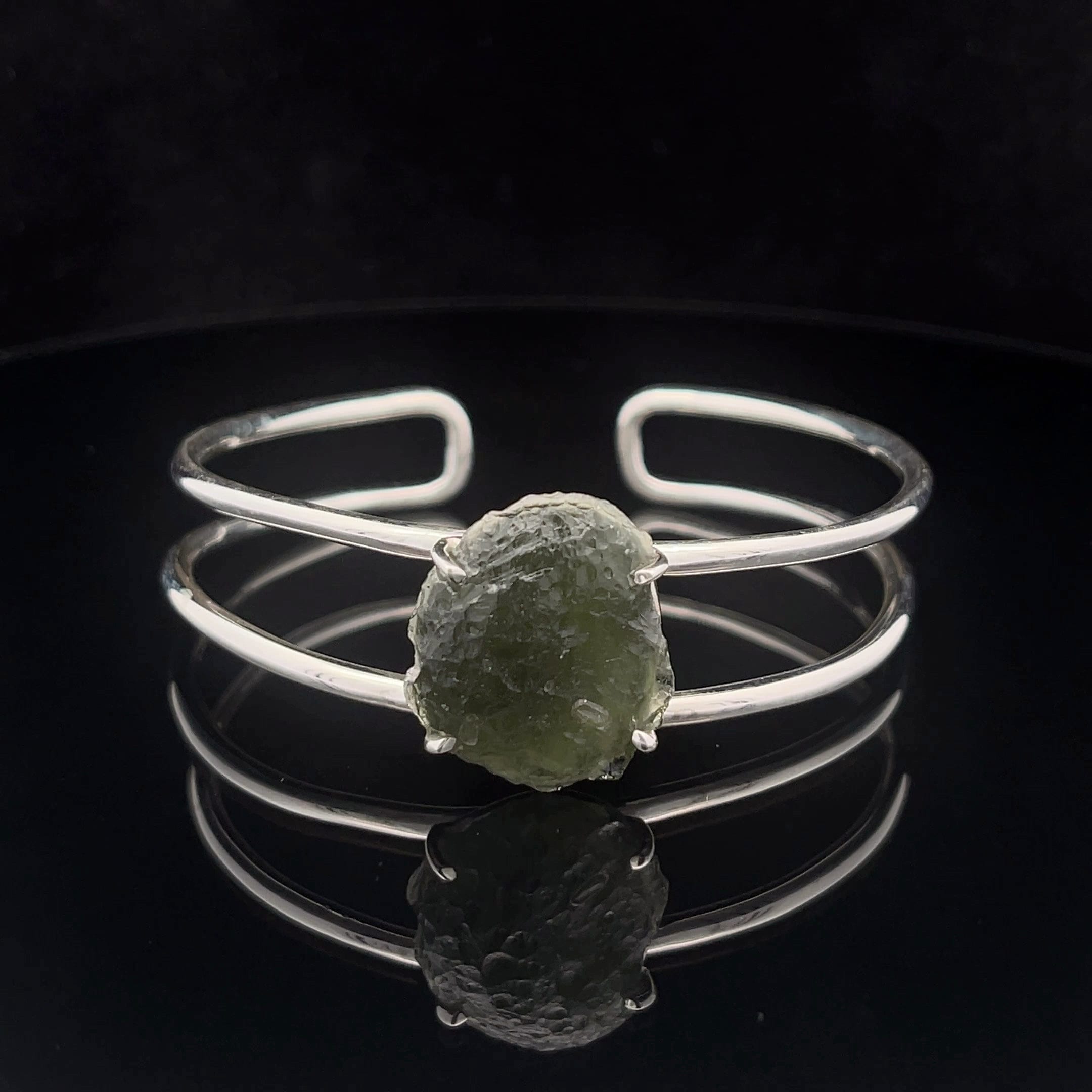 Sterling Silver Moldavite Cuff Bracelet Sterling Silver Moldavite Cuff Bracelet