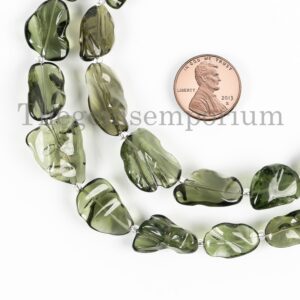 100% Natural Authentic Moldavite Nuggets Beads, Moldavite Smooth Tumble Beads,Tektite Moldavite Loose Beads Strand for Jewelry Making Supply