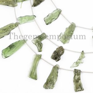 Rare! Moldavite Nuggets Beads, Genuine Natural Moldavite Rough Beads, Healing Crystal Beads Strand, Loose Beads for Jewelry Making Supplies