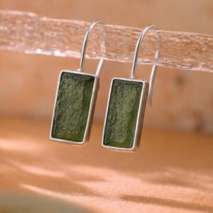 Moldavite Earring, 925 Sterling Silver Earring, Healing Crystal Czech Republic, Energy Stone Earring, Gift for Mom,