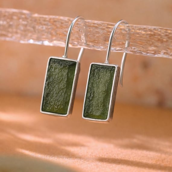 Moldavite Earring, 925 Sterling Silver Earring, Healing Crystal Czech Republic, Energy Stone Earring, Gift For Mom, Moldavite Earring, 925 Sterling Silver Earring, Healing Crystal Czech Republic, Energy Stone Earring, Gift For Mom,