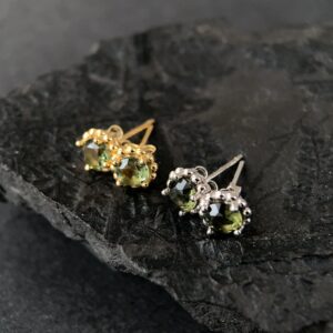 5mm Czech Moldavite Earrings Sterling Silver Jewelry Real Moldavite Stud Earrings, Genuine Moldavite Gemstone Earrings Moldavite Jewelry