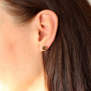 6 mm CZECH MOLDAVITE Earrings Sterling Silver jewelry real Moldavite Stud Earrings, genuine moldavite gemstone earrings Moldavite jewelry