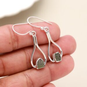 Moldavite Earrings 925 Sterling Silver Healing Jewelry – Genuine Green Gemstone Studs