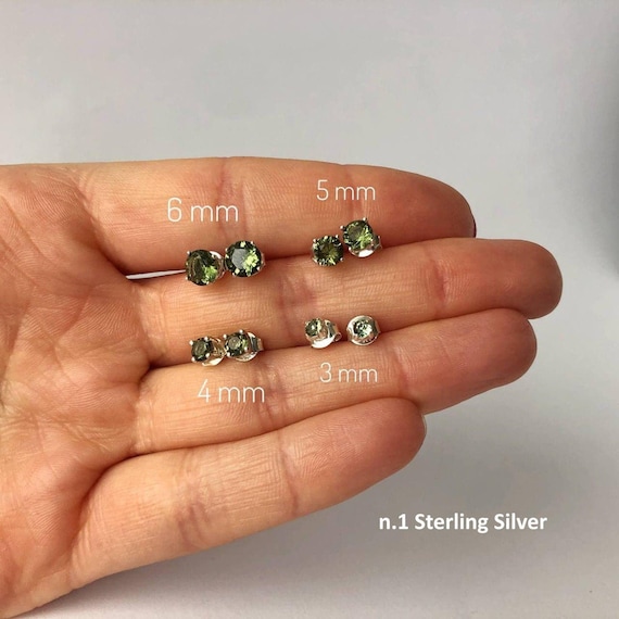Czech Moldavite Stud Earrings 3 - 6 Mm Sterling Silver Moldavite Jewelry, Genuine Moldavite Gemstone Earrings Certified Moldavite Earrings Czech Moldavite Stud Earrings 3 - 6 Mm Sterling Silver Moldavite Jewelry, Genuine Moldavite Gemstone Earrings Certified Moldavite Earrings