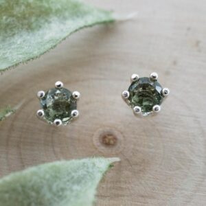 Moldavite Earrings; Natural Untreated Czech Republic Moldavite; 0.435cts