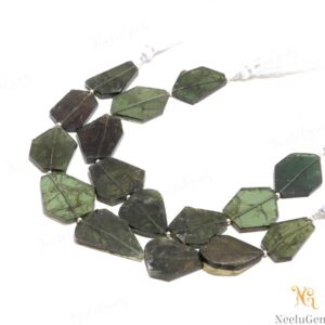 Aaa+ Green Moldavite Faceted Nugget Beads,natural Moldavite Step Cut Briolette Nuggets Beads,8" Moldavite Gemstone Bead For Handmade Jewelry