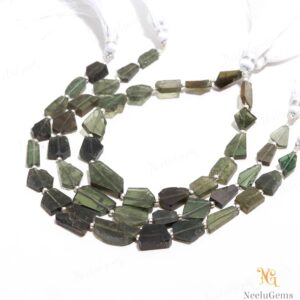Aaa+ Green Moldavite Faceted Nugget Beads,natural Moldavite Step Cut Briolette Nuggets Beads,8" Moldavite Gemstone Bead For Handmade Jewelry