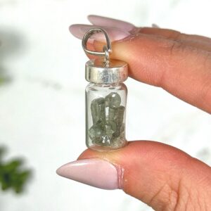Genuine Moldavite Vial Pendant | 1.5g | - (raw Space Tektite Crystal Necklace, Heart Chakra, Manifestation)