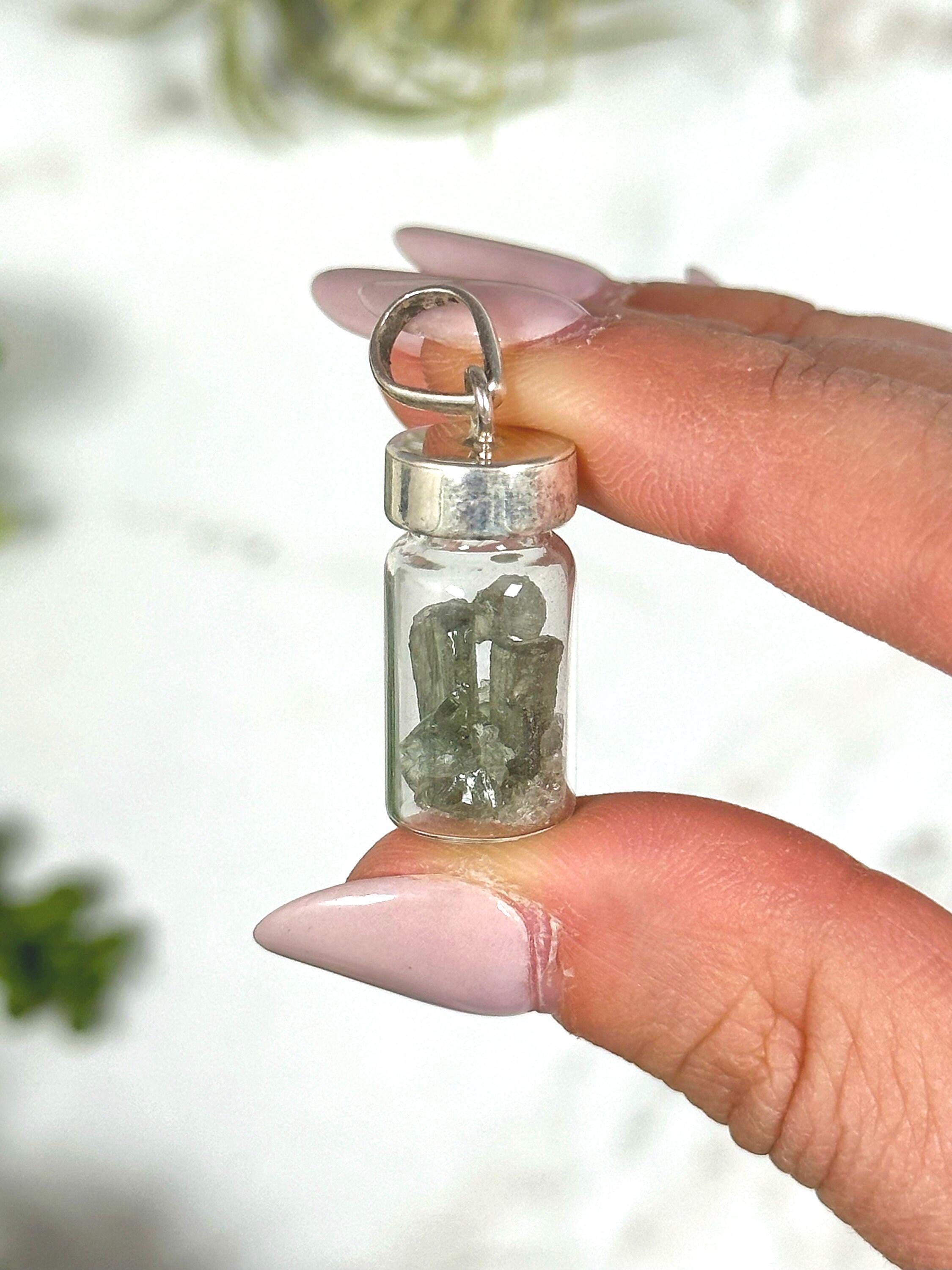 Genuine Moldavite Vial Pendant | 1.5g | - (raw Space Tektite Crystal Necklace, Heart Chakra, Manifestation)