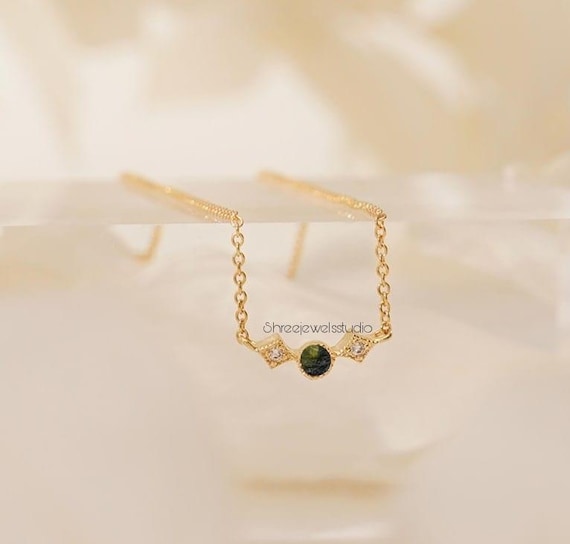 A-grade Certified Moldavite From Chlum, Czech Republic, 925 Sterling Silver, 18k Yellow/rose Plated, High Vibration Jewelry Round Necklace