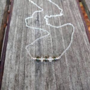Beaded Moldavite and libyan desert glass necklace. Tektite necklace. Rose Gold gold filled or sterling silver  available.  REAL tektites