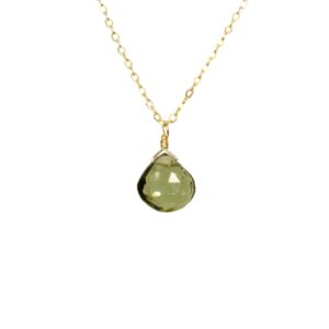 Faceted Moldavite Necklace: Genuine Czech Meteorite, 14k Gold Filled