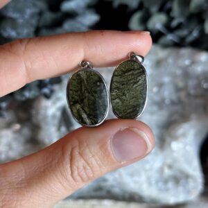 Genuine Moldavite Tektite Necklace: .925 Sterling Silver, 18" Chain