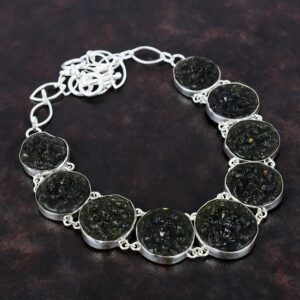 Handmade Moldavite Necklace: 925 Sterling Silver, Adjustable Chain