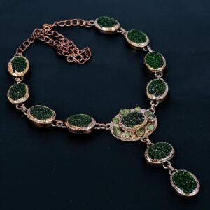 Moldavite Necklace, Moldavite Jewelry, Electroformed Copper Necklace, Adjustable Link Chain Handmade Necklace Anniversary & Wedding Gifts