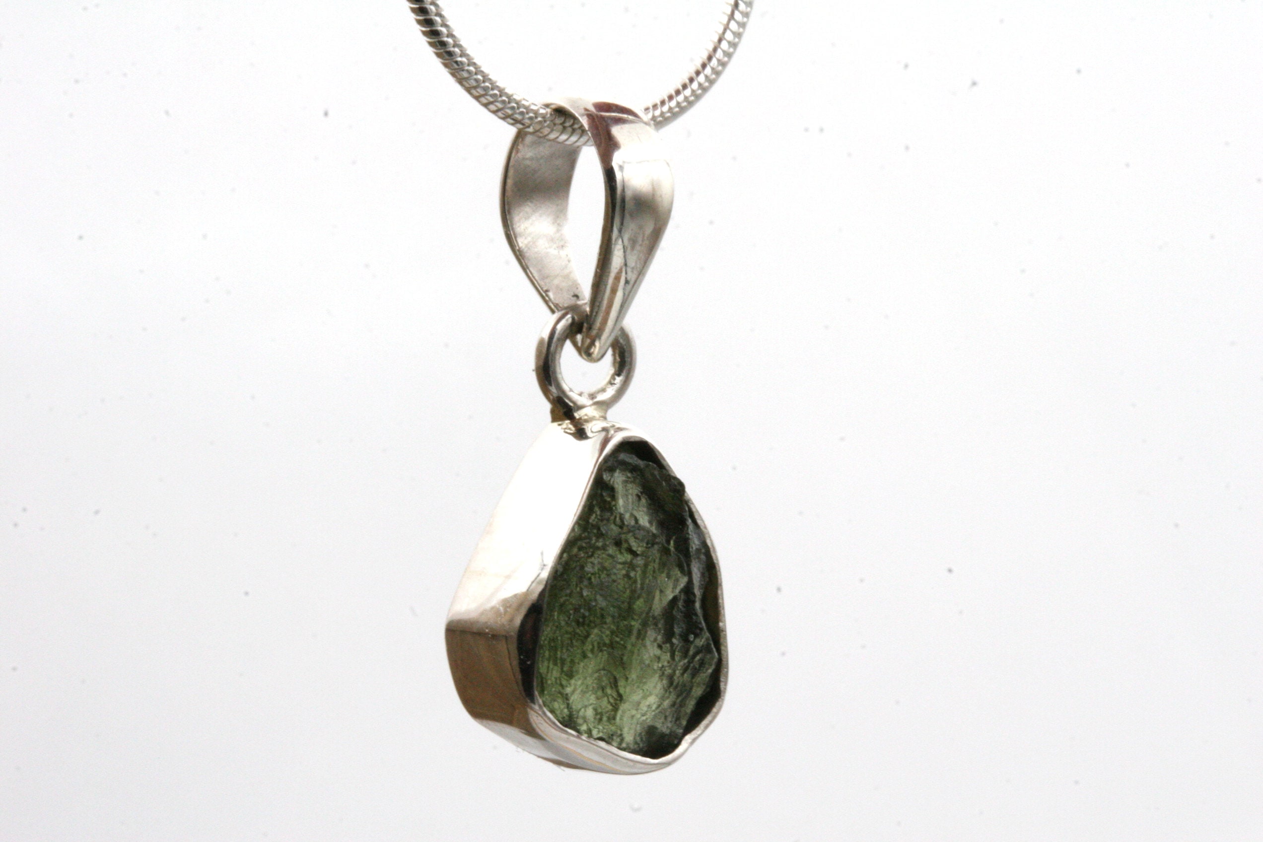 Natural Moldavite Necklace, Meteor Glass Jewelry, Healing Jewelry