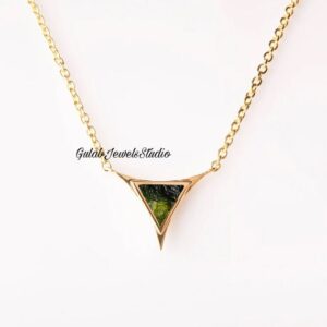 Raw Moldavite Sterling Silver Necklace | Handmade Women's Jewelry
