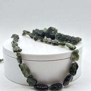 Raw Moldavite Crystal Necklace – Chunky Natural Gemstone - 34.35 Grams