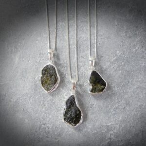 Moldavite Necklace, Raw Green Gemstone, Sterling Silver Authentic Meteorite Necklace, Genuine Moldavite, Healing Stone, Gemstoneappeal, Gsa
