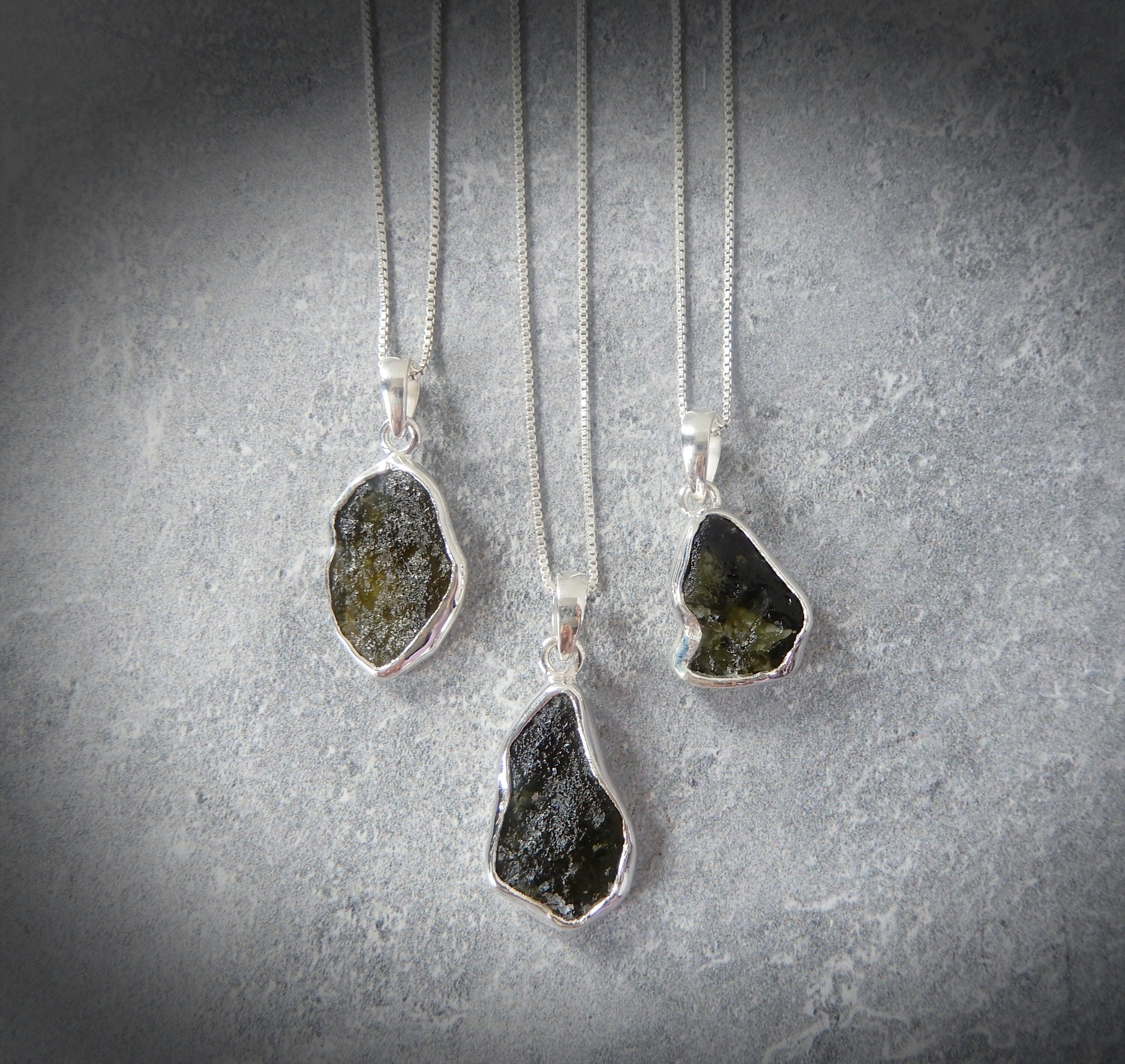 Moldavite Necklace, Raw Green Gemstone, Sterling Silver Authentic Meteorite Necklace, Genuine Moldavite, Healing Stone, Gemstoneappeal, Gsa