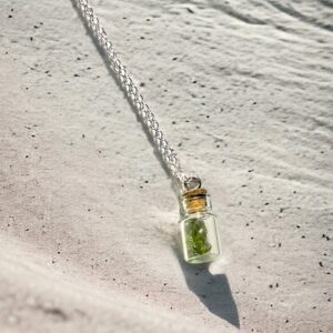 Moldavite Necklace, Moldavite Spell Jar Necklace, Crystal Wish Bottle, Moldavite Pendant, Genuine Moldavite, Raw Moldavite, Real Moldavite