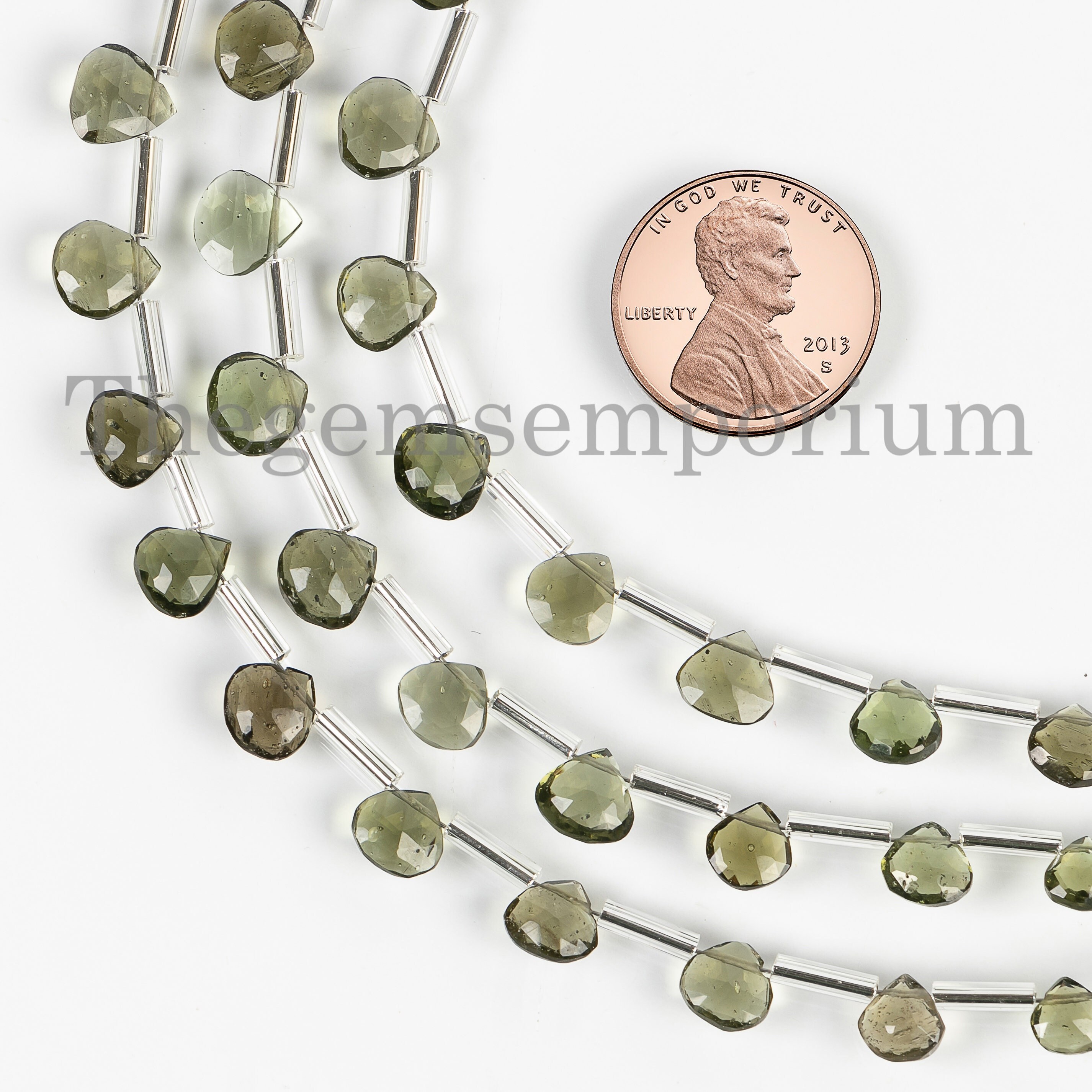 Genuine Moldavite Faceted Heart Bead, Natural Moldavite Briolette Heart Beads Strand, Loose Beads For Jewelry Making, Moldavite Heart Shape