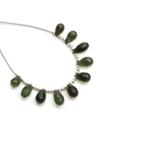 Natural Moldavite Flush Faceted Drop Beads, 6.5x10 to 6.5x13 mm, Moldavite Drop Jewelry Making Beads, 3.5 Inch Full Strand, Price Per Strand