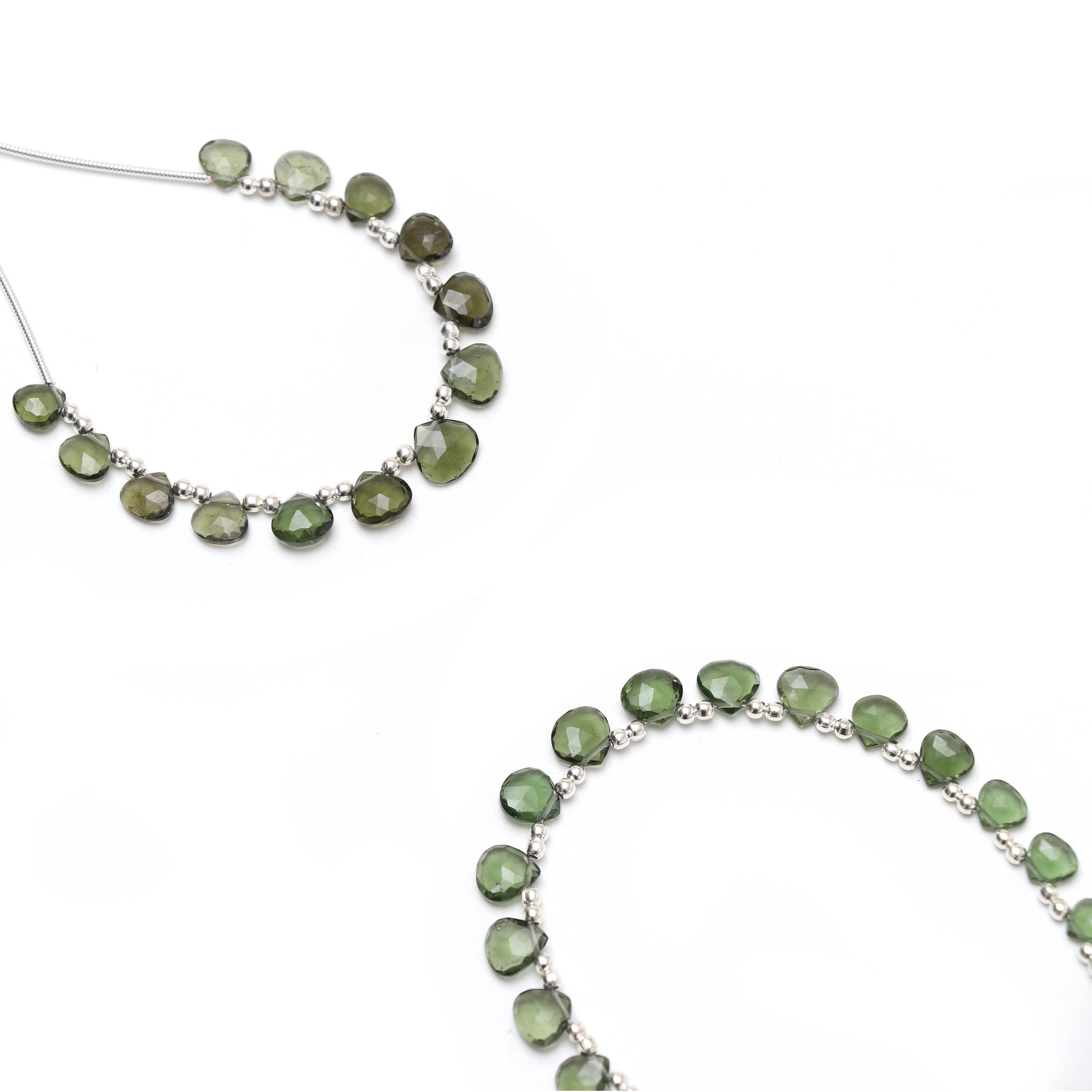 Natural Genuine Moldavite Heart Beads | Moldavite Heart Gemstone | Authentic Moldavite Tektite | Price Per Strand