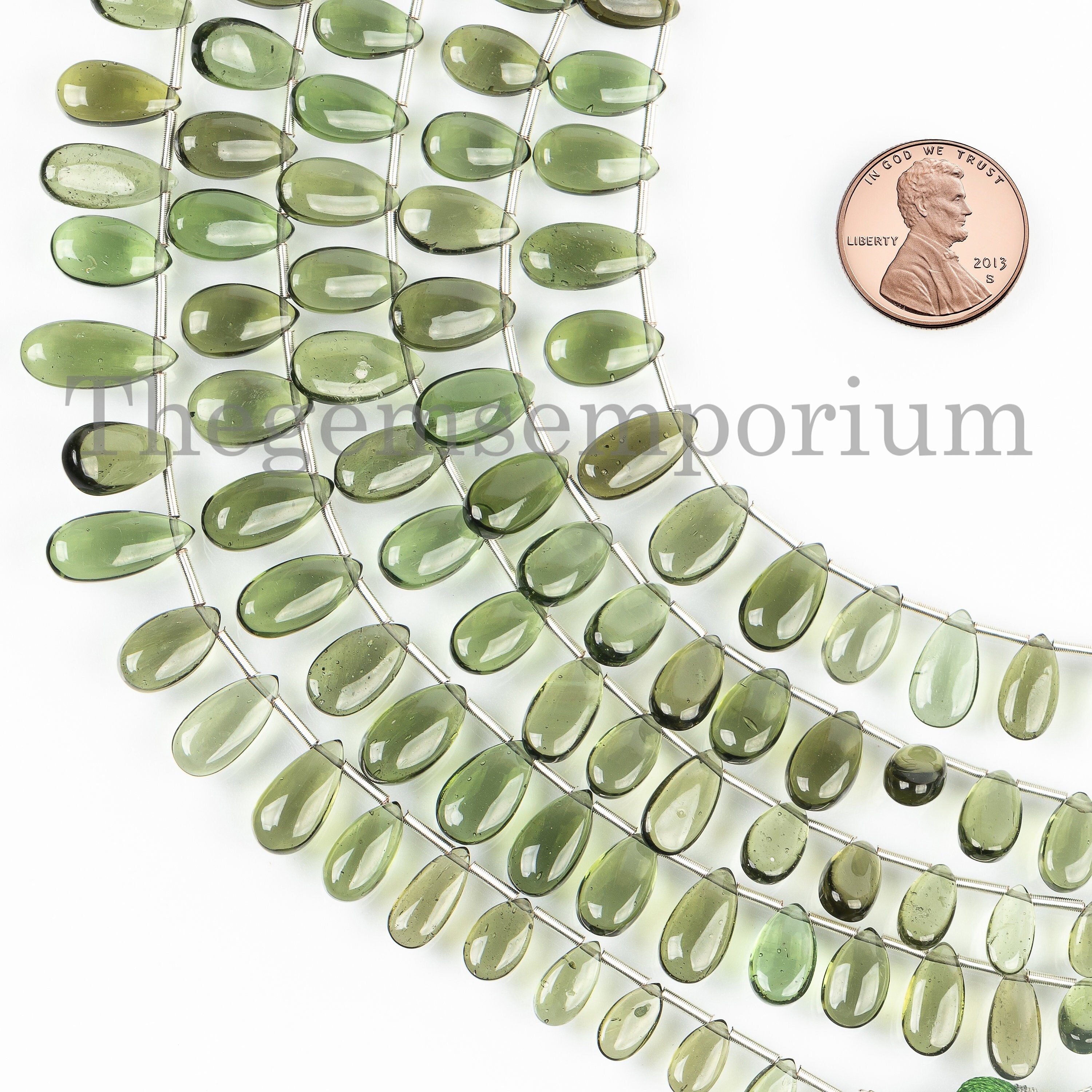 Natural Green Moldavite Plain Pear Beads, Aaa+ Quality Natural Moldavite Pear Beads, Smooth Long Pear Drilled Strand For Jewelry Making