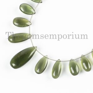 Natural Moldavite Pear Beads, Authentic Polished Crystal, Jewelry Making Beads Strand