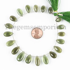 Rare! Moldavite Smooth Pear Beads, Loose Moldavite Strand, Plain Moldavite Pears, 7x11.5-9x18mm Moldavite Gemstone For Jewelry Making Bead